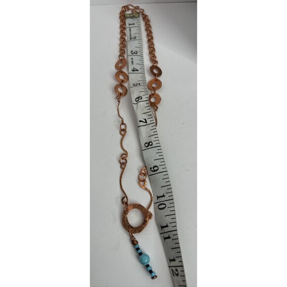 Copper Wire Necklace Earrings Set With Turquoise Gemstones Hand Crafted Boho - Picture 13 of 15